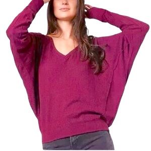 FREE PEOPLE SANTA CLARA THERMAL TOP WOMEN COLOR MULBERRY SIZE M